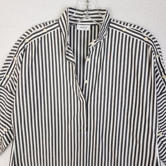 AKRIS Punto Striped Popover Shirt Tunic 100% Cotton Oversized size 4 Minimalist - Picture 2 of 14